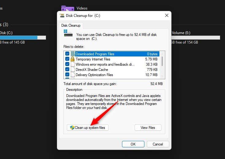 5. disk cleanup system files